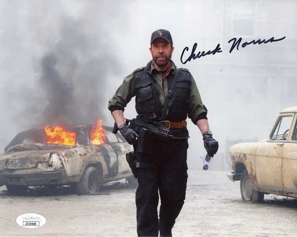 A Star — Chuck Norris Expendables 2 8X10 Photo Hand Signed Autographed JSA COA