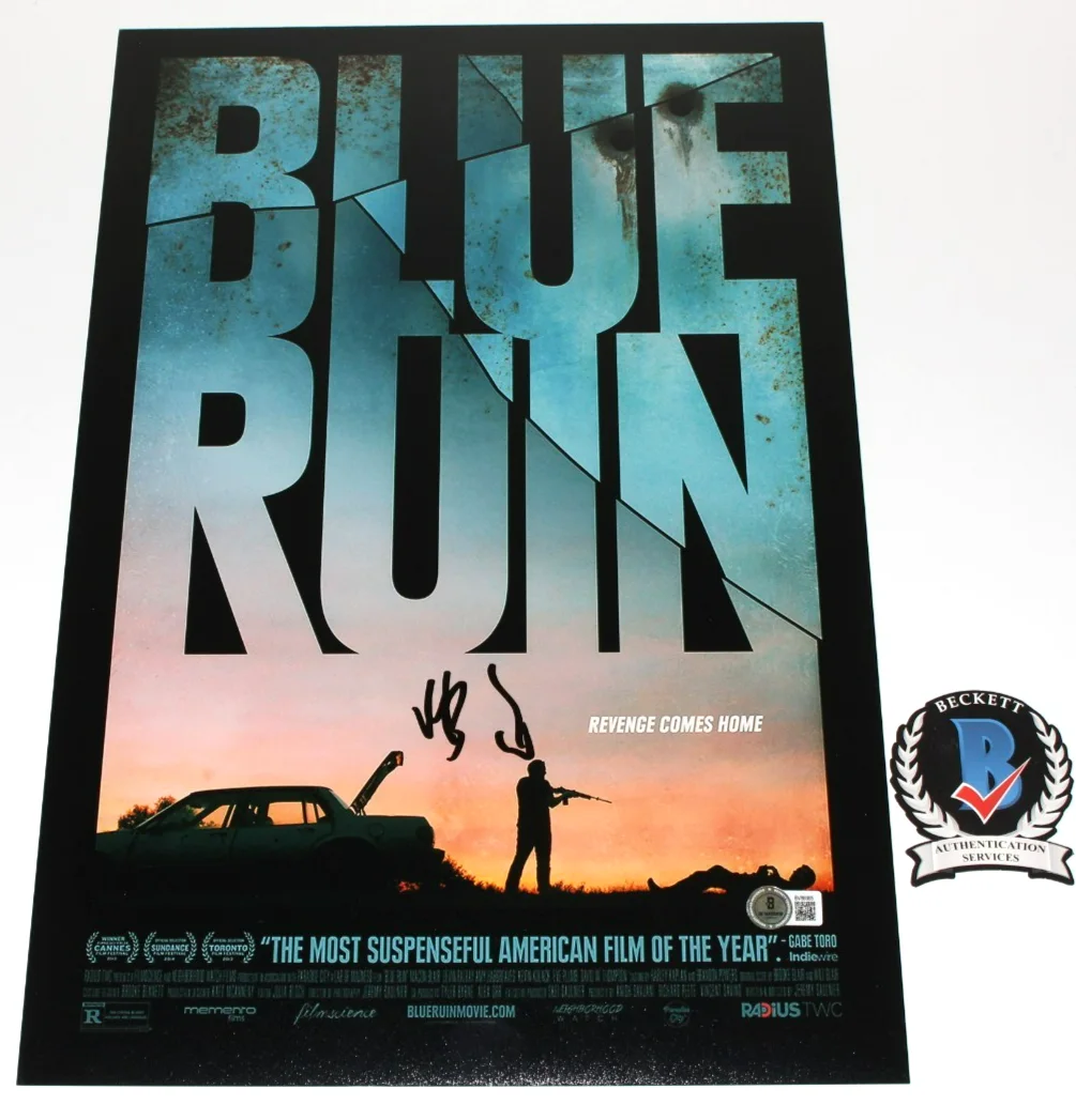 Macon Blair — MACON BLAIR SIGNED 'BLUE RUIN' 12x18 MOVIE POSTER BECKETT COA ACTOR DIRECTOR