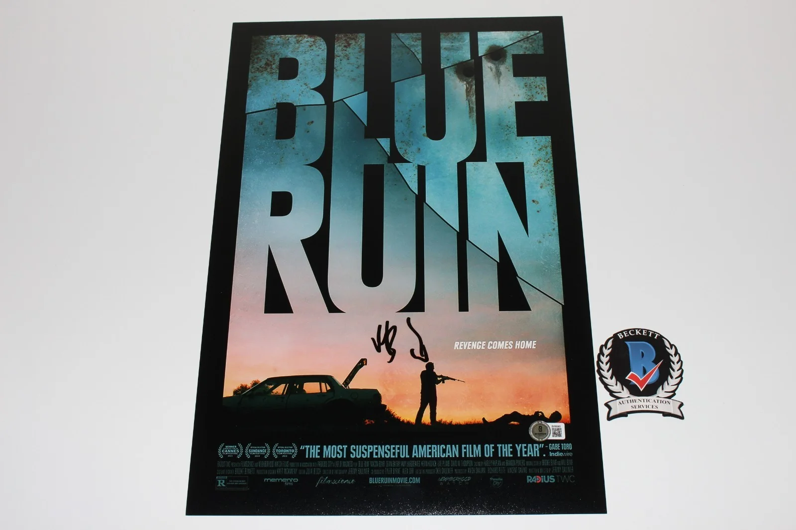 Macon Blair — MACON BLAIR SIGNED 'BLUE RUIN' 12x18 MOVIE POSTER BECKETT COA ACTOR DIRECTOR, изображение 3