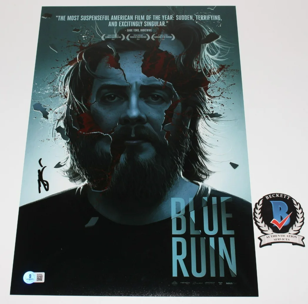 Macon Blair — MACON BLAIR SIGNED 'BLUE RUIN' 12x18 MOVIE POSTER 2 BECKETT COA ACTOR DIRECTOR