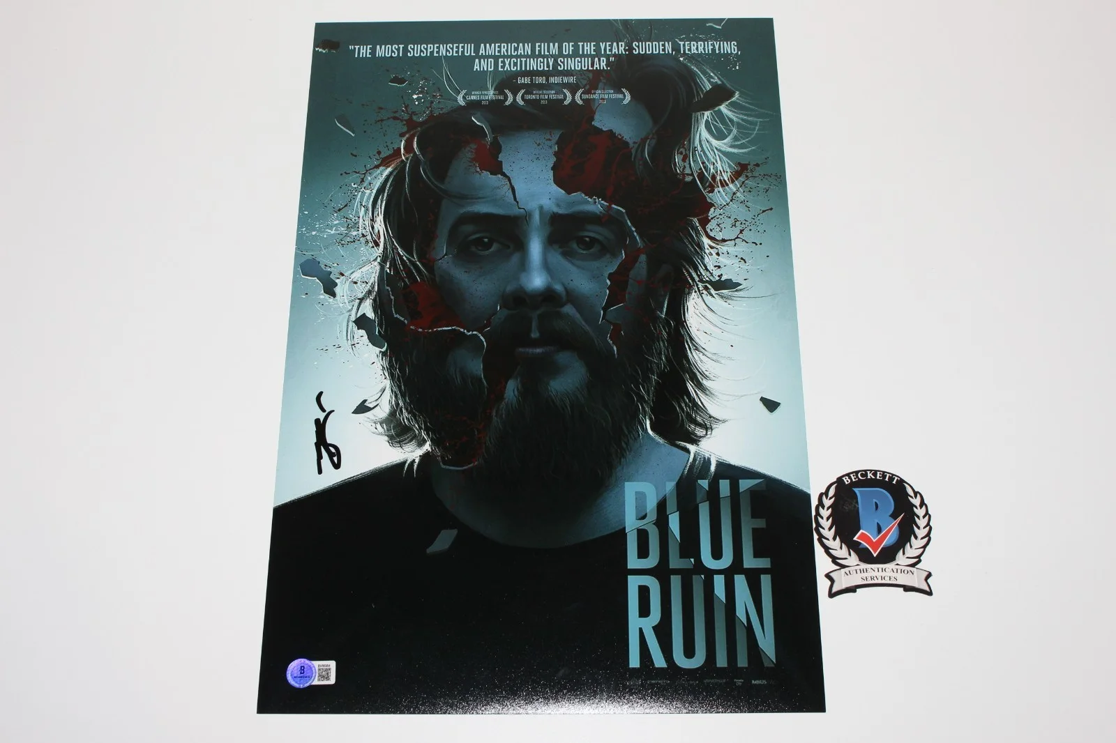 Macon Blair — MACON BLAIR SIGNED 'BLUE RUIN' 12x18 MOVIE POSTER 2 BECKETT COA ACTOR DIRECTOR, изображение 2