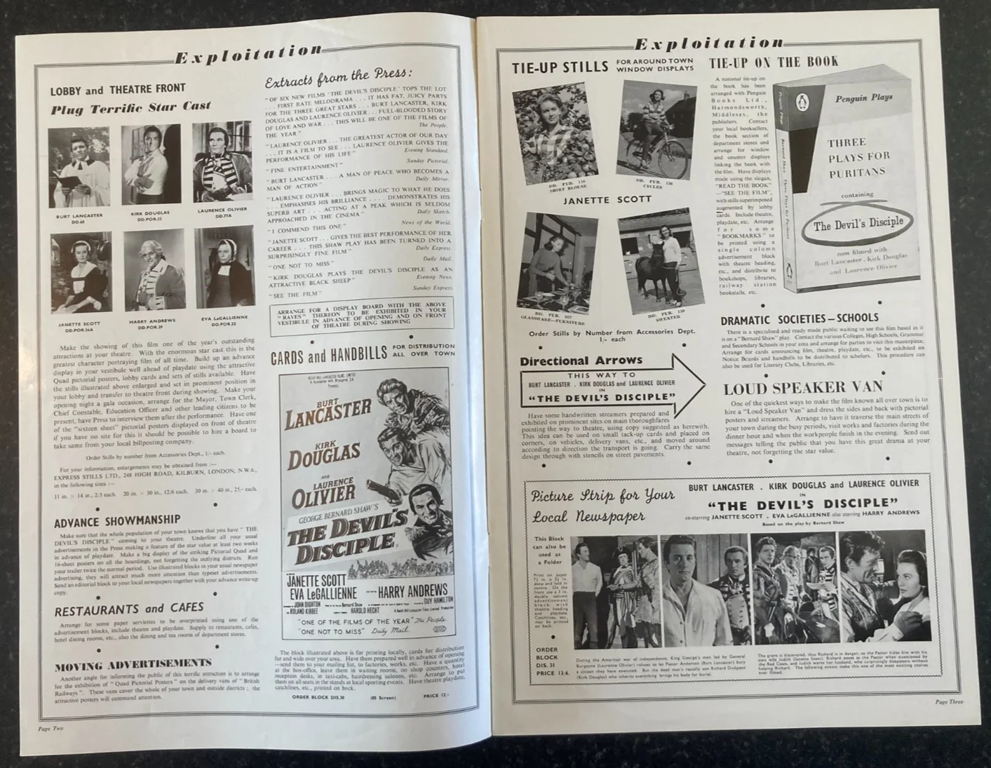 THE DEVILS DISCIPLE 1959 Original Movie Large UK Campaign Press Book - Lancaster, image 3