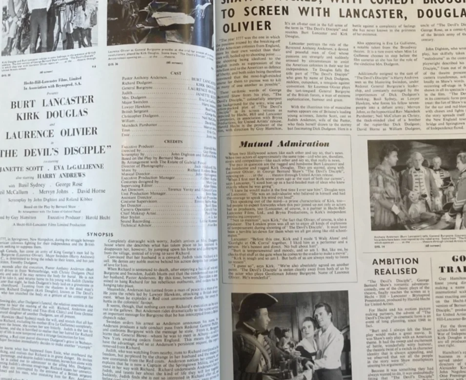 THE DEVILS DISCIPLE 1959 Original Movie Large UK Campaign Press Book - Lancaster, image 5