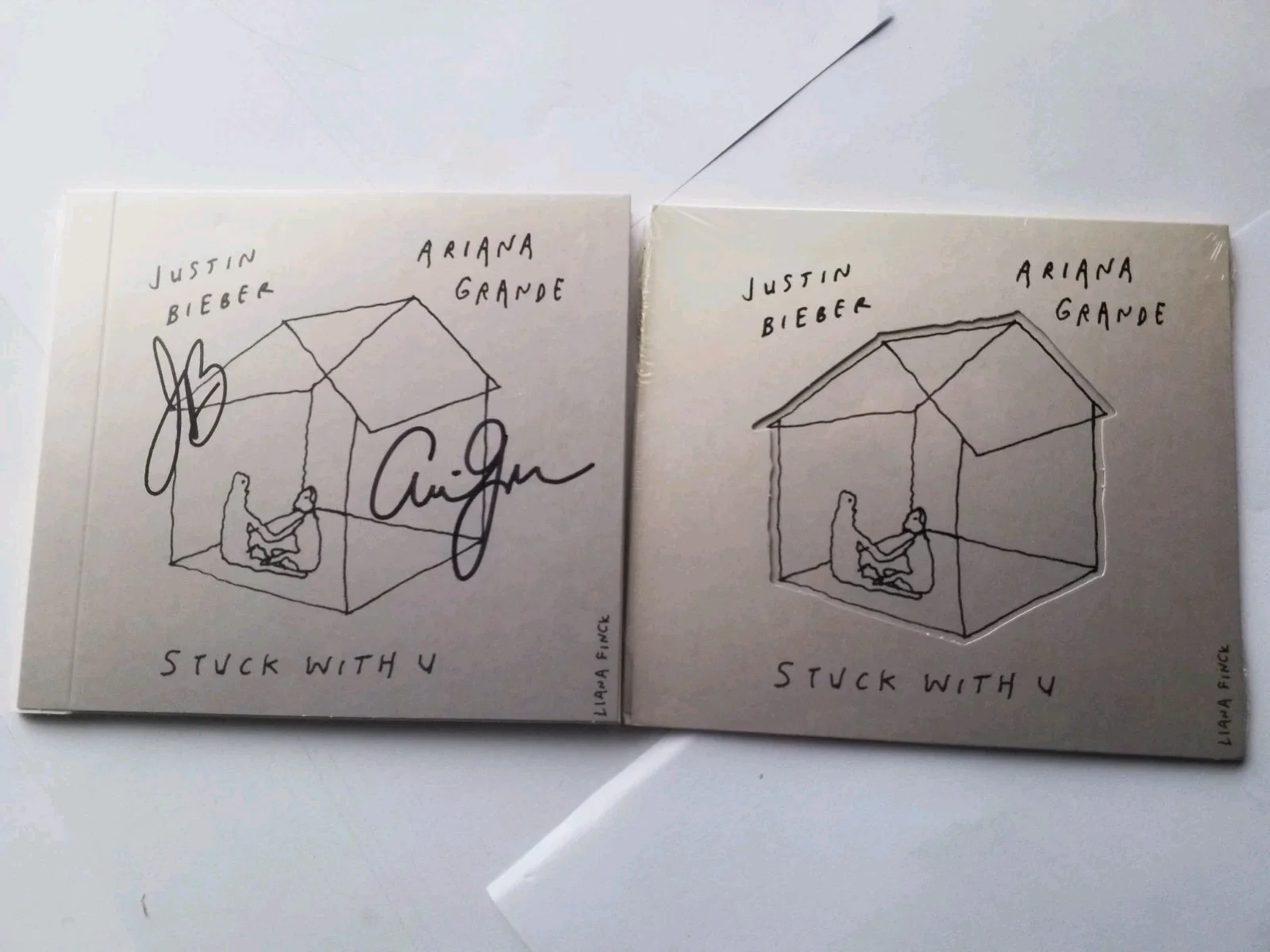 Ariana Grande & Justin Bieber Autograph Signed Stuck With U Booklet & Sealed CD, image 2