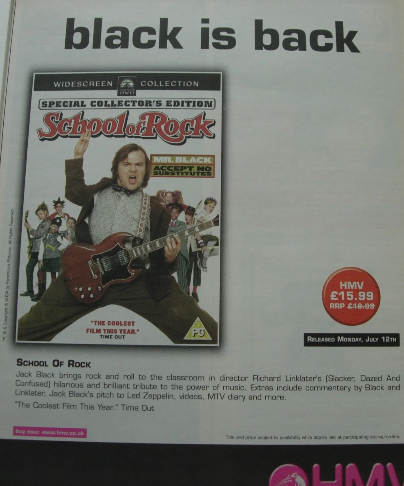 SCHOOL OF ROCK+FILM+POSTER+AD+CLASSIC FRAMED ORIGINAL 2004+FAST WORLD SHIP, изображение 2