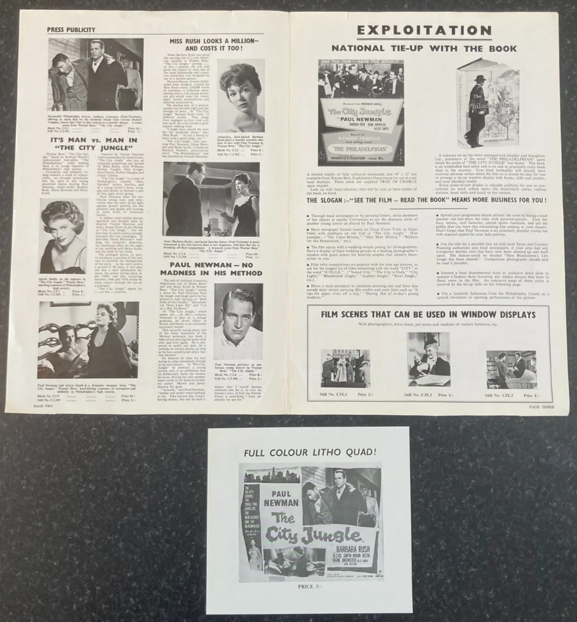 THE CITY JUNGLE 1959 Original Movie Large UK Campaign Press Book - Paul Newman, изображение 3