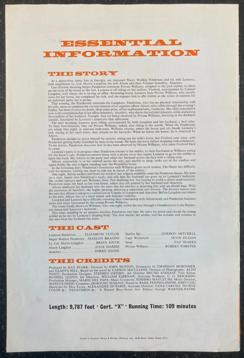 REFLECTIONS IN A GOLDEN EYE 1967 Original Movie Large UK Campaign Press Book, изображение 2