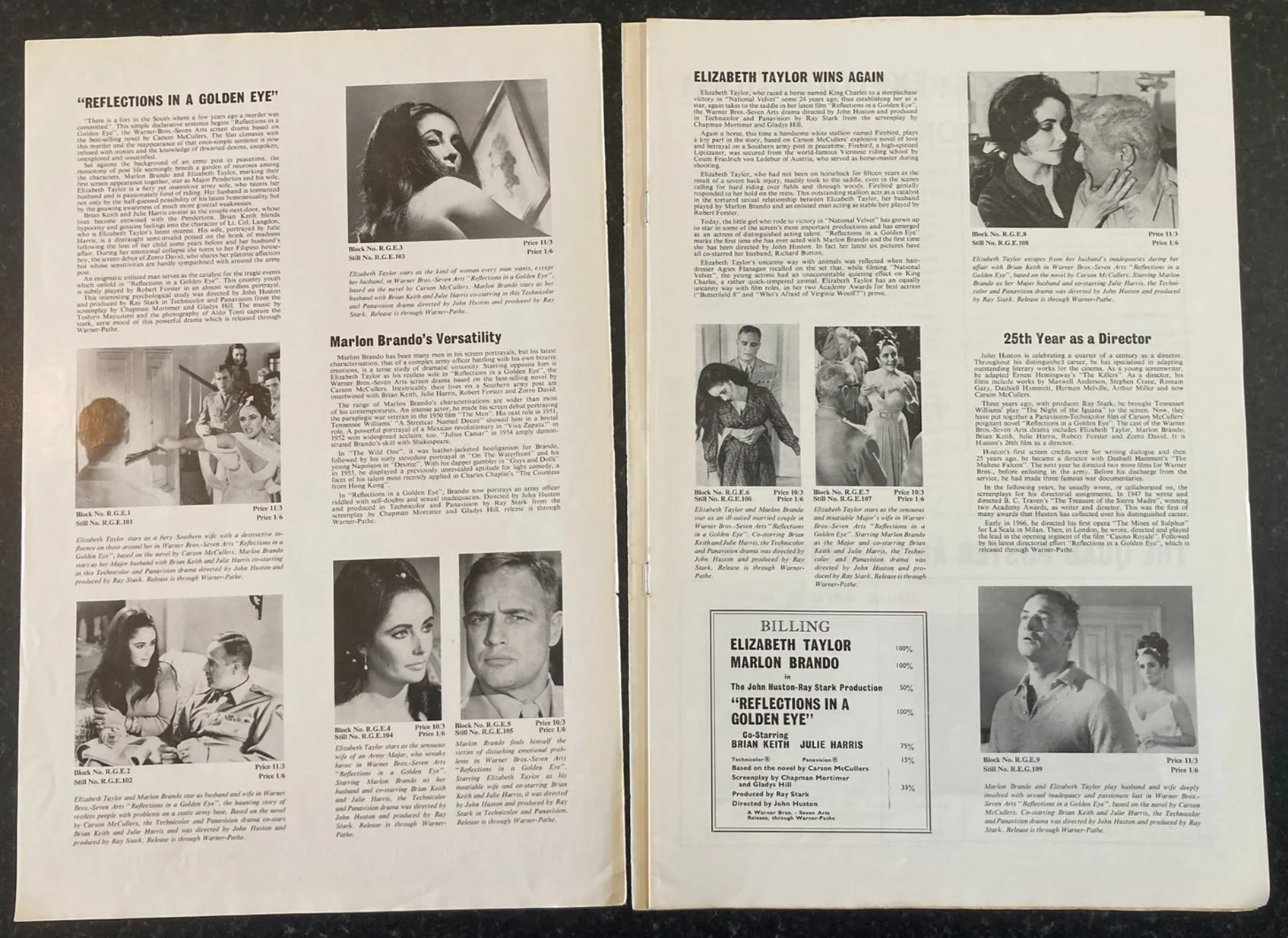 REFLECTIONS IN A GOLDEN EYE 1967 Original Movie Large UK Campaign Press Book, изображение 3
