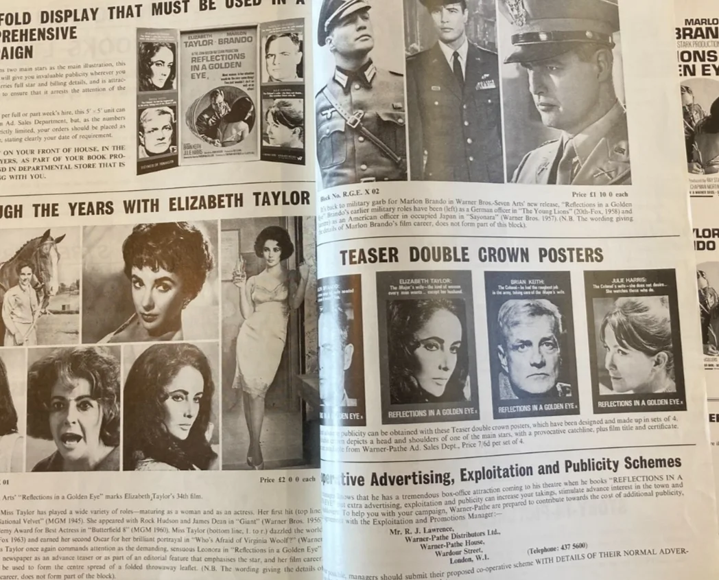 REFLECTIONS IN A GOLDEN EYE 1967 Original Movie Large UK Campaign Press Book, изображение 5