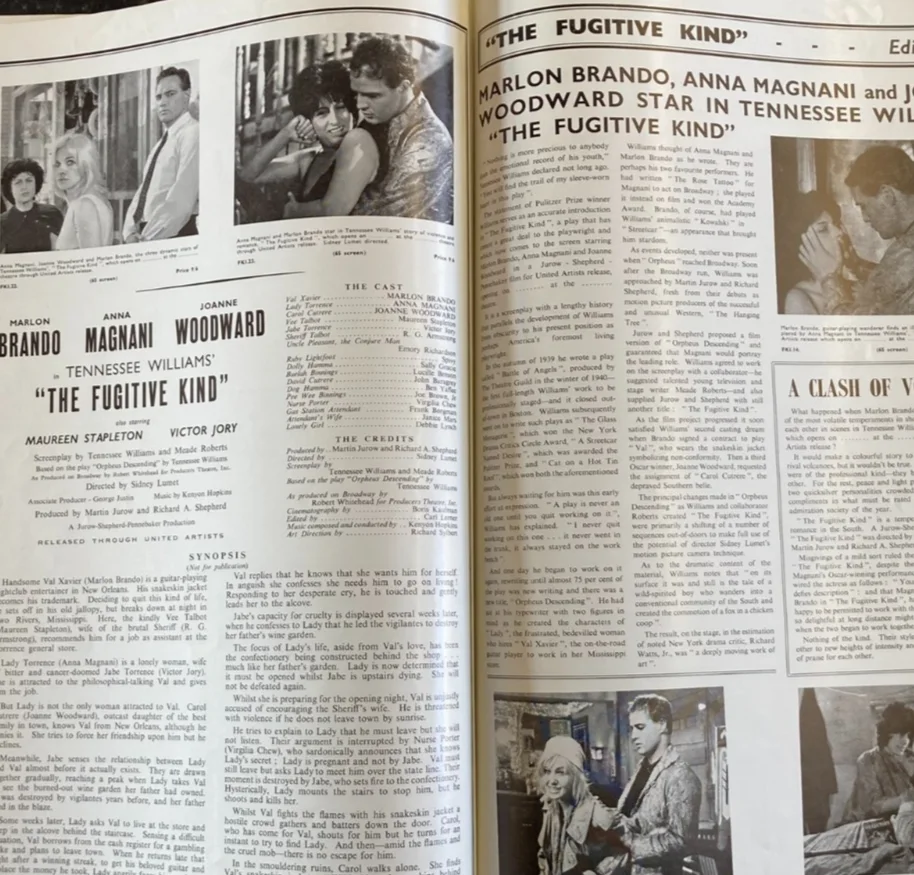 THE FUGITIVE KIND 1960 Original Movie Large UK Campaign Press Book - Brando, изображение 5