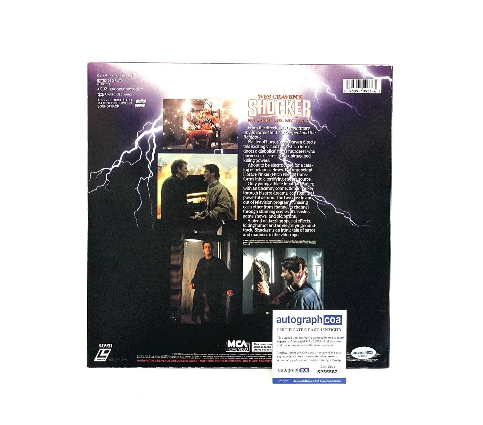 Mitch Pileggi — Shocker Autographed Signed LaserDisc Mitch Pileggi Horace Parker Horror Movie, изображение 4