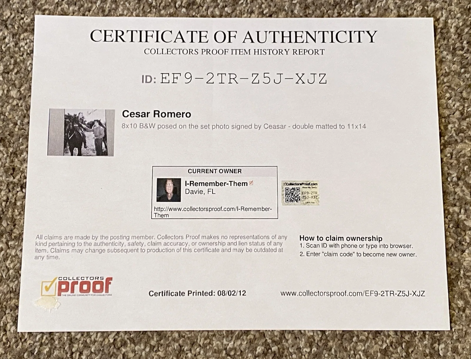 Western Actor Cesar Romero Signed & Matted Photo with COA, image 5