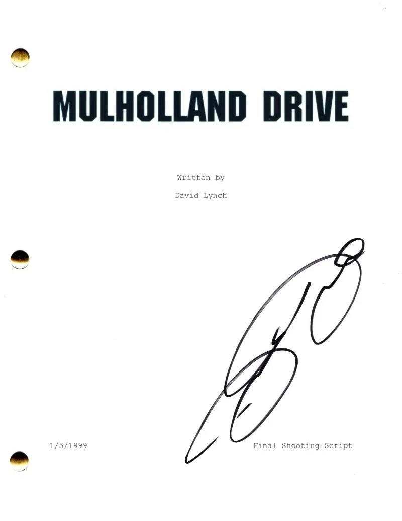 Justin Theroux — Justin Theroux Signed Autograph Mulholland Drive Full Movie Script Screenplay
