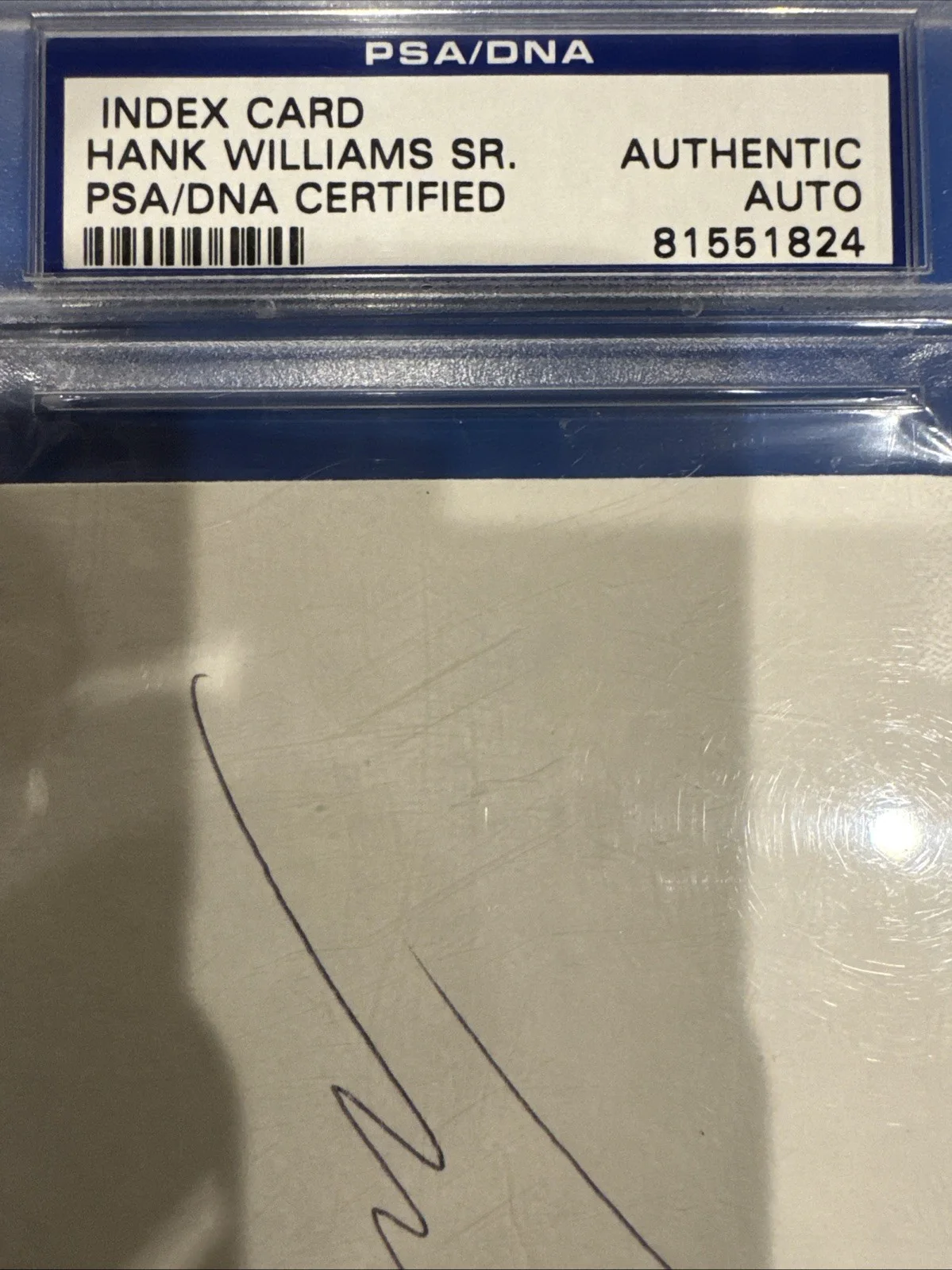 Hank Williams Sr. Signed PSA ERROR Index Card Signed By Hank Jr. / Labeled As SR, image 3