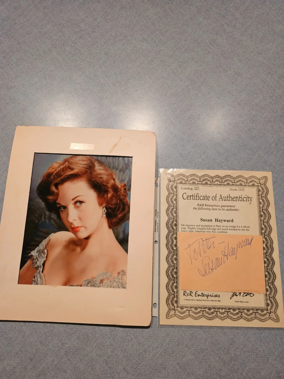 Susan Hayward — Susan Hayward (d. 1975) Signed Autographed Vintage Card with 8"x10" Photo-COA