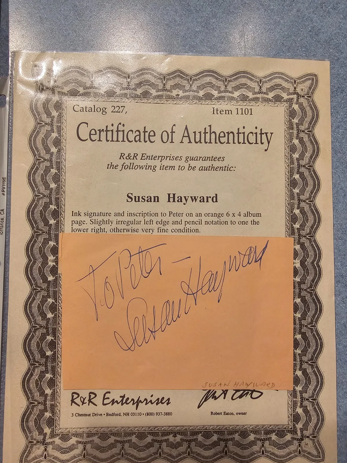 Susan Hayward — Susan Hayward (d. 1975) Signed Autographed Vintage Card with 8"x10" Photo-COA, изображение 3