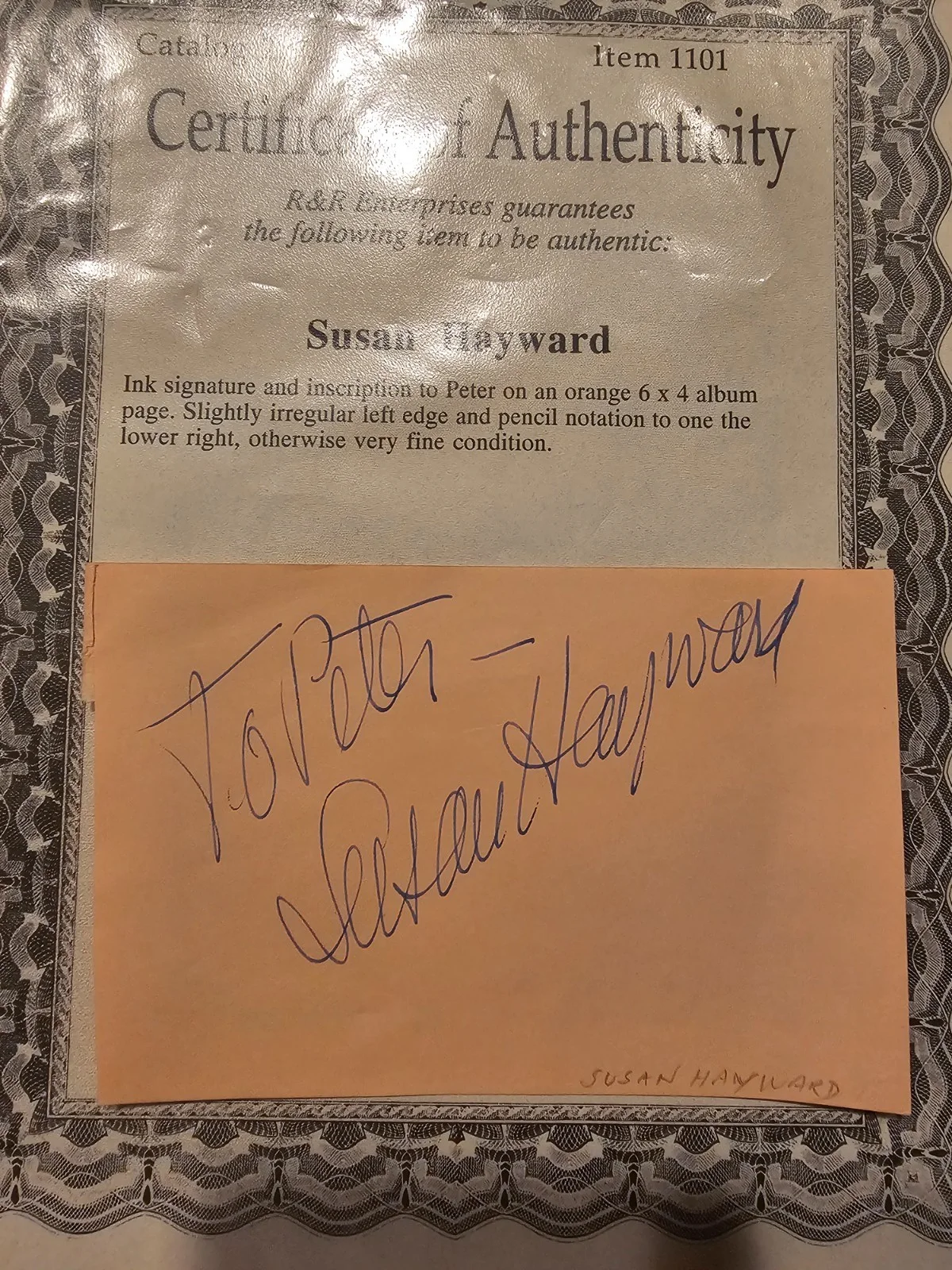 Susan Hayward — Susan Hayward (d. 1975) Signed Autographed Vintage Card with 8"x10" Photo-COA, изображение 4