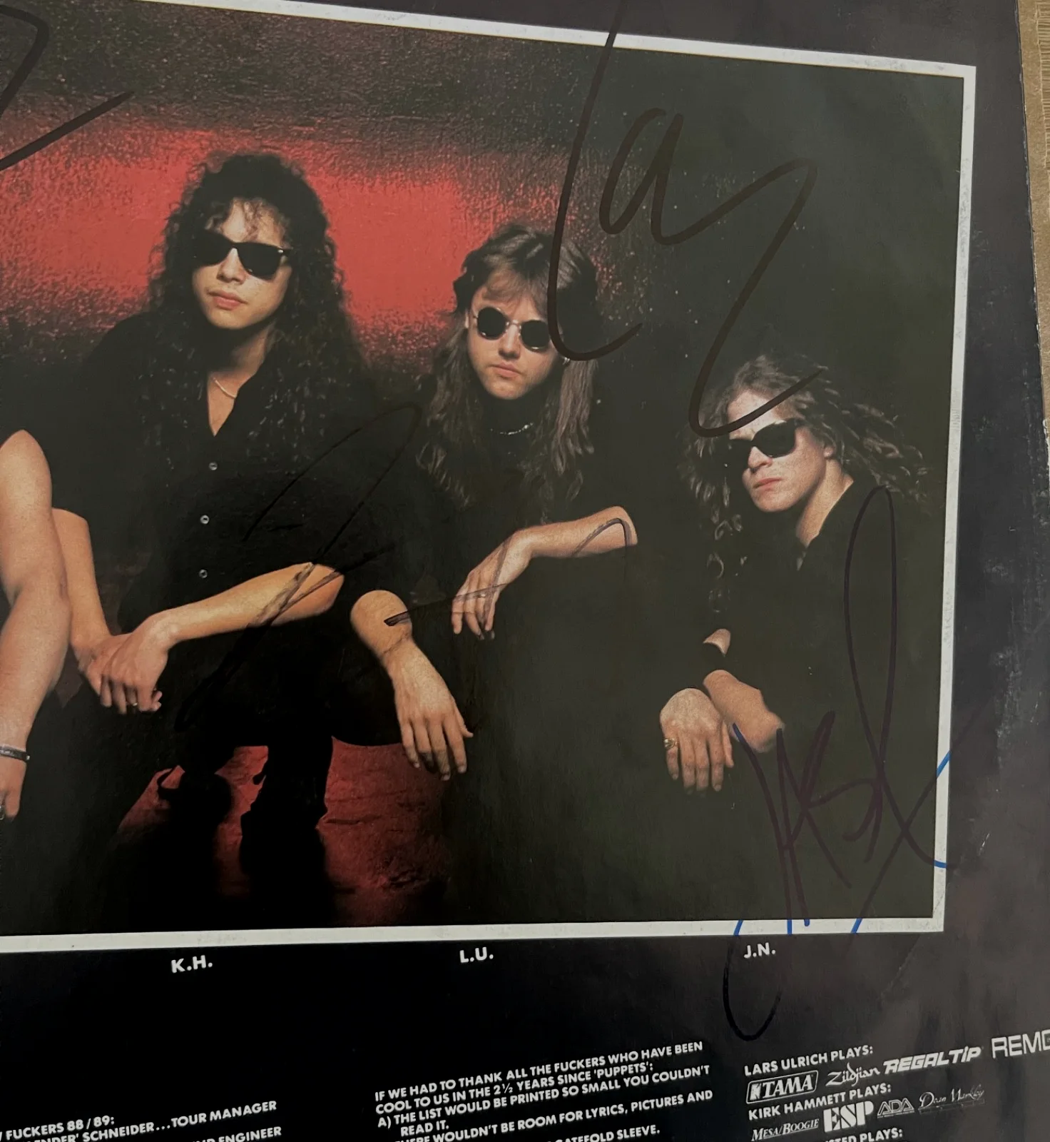 Metallica and justice for all vinyl autographed full band signed Hetfield, изображение 2
