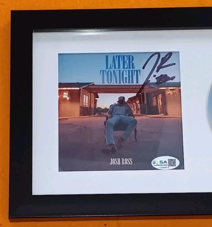 JOSH ROSS SIGNED FRAMED 'LATER TONIGHT' CD COVER w/ CD - J.S.A. Cert., image 2