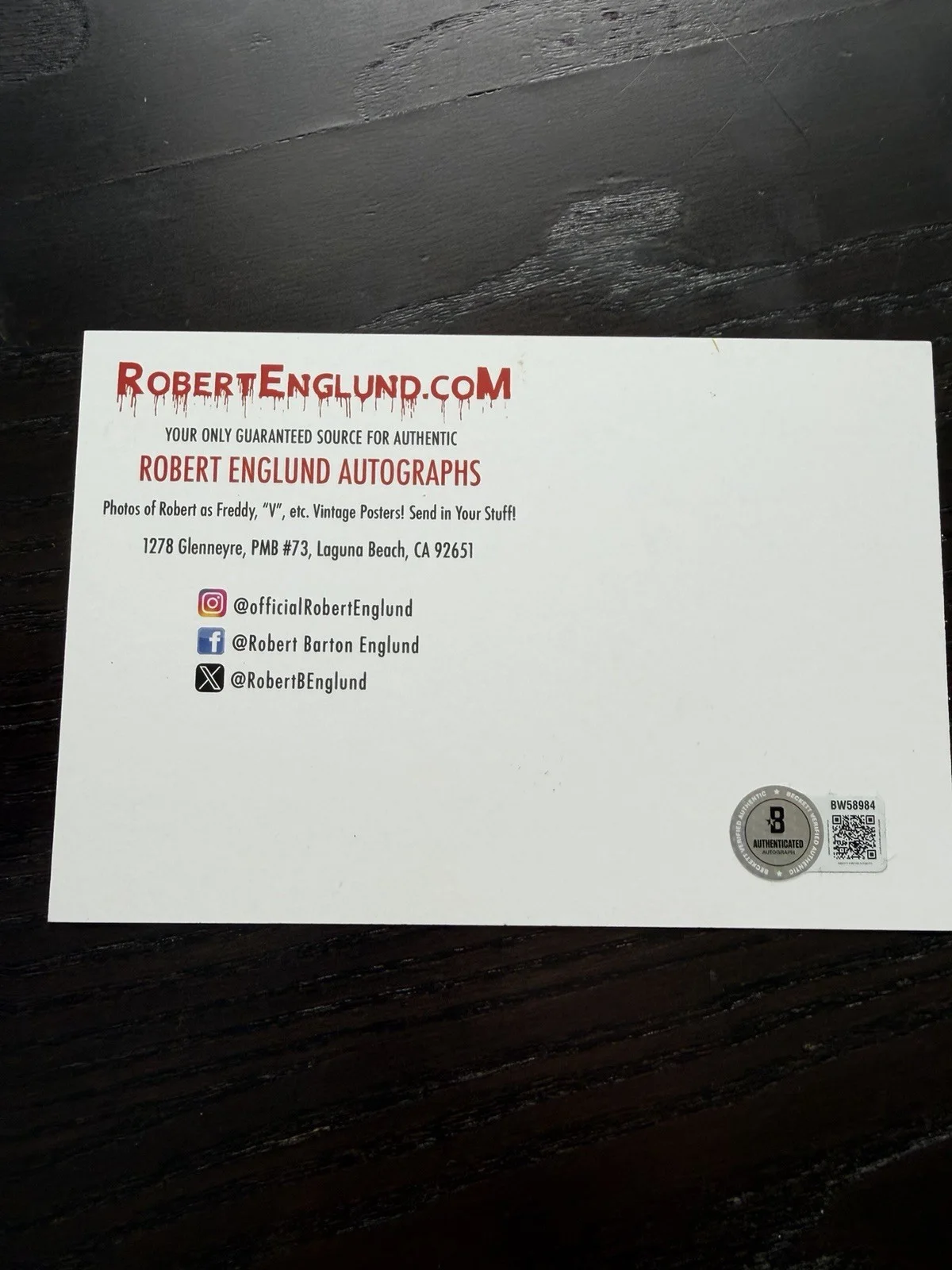 Freddy Krueger — Robert Englund autographed signed 4x6 photo Postcard Beckett BAS COA Freddy Elm, изображение 2