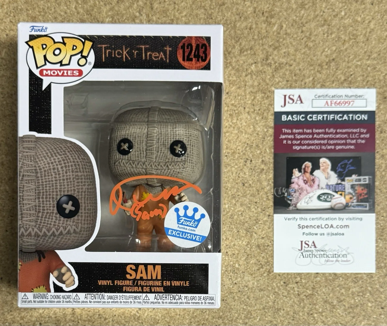 Quinn Lord — Quinn Lord Signed Trick R Treat Sam Funko Pop! #1243 FS Exclusive W/ JSA COA