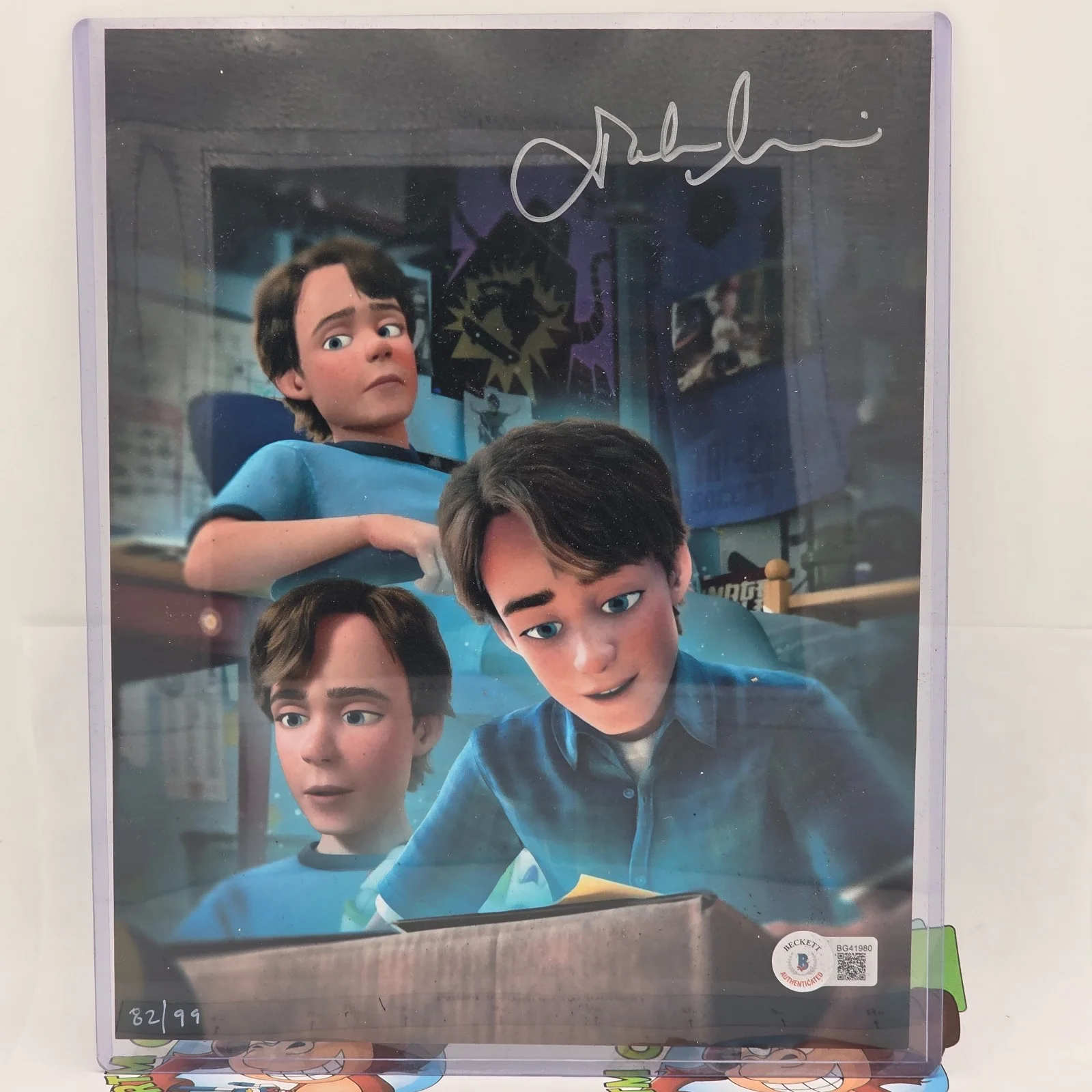 John Morris — The BAM Box Toy Story John Morris Andy Voice Actor Signed 8x10 82/99 COA Beckett, изображение 2