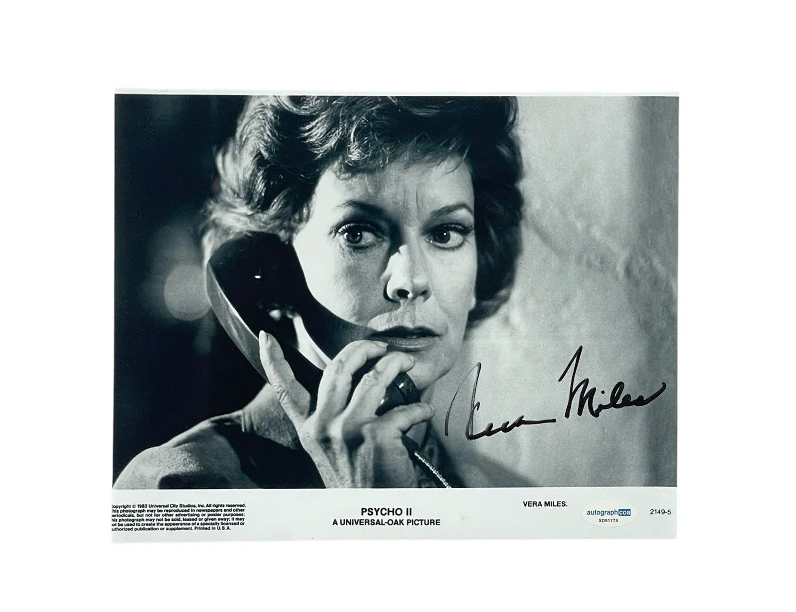 Vera Miles — Vera Miles Signed Autographed 8x10 Photo II Alfred Hitchcock Psycho Horror ACOA, изображение 2