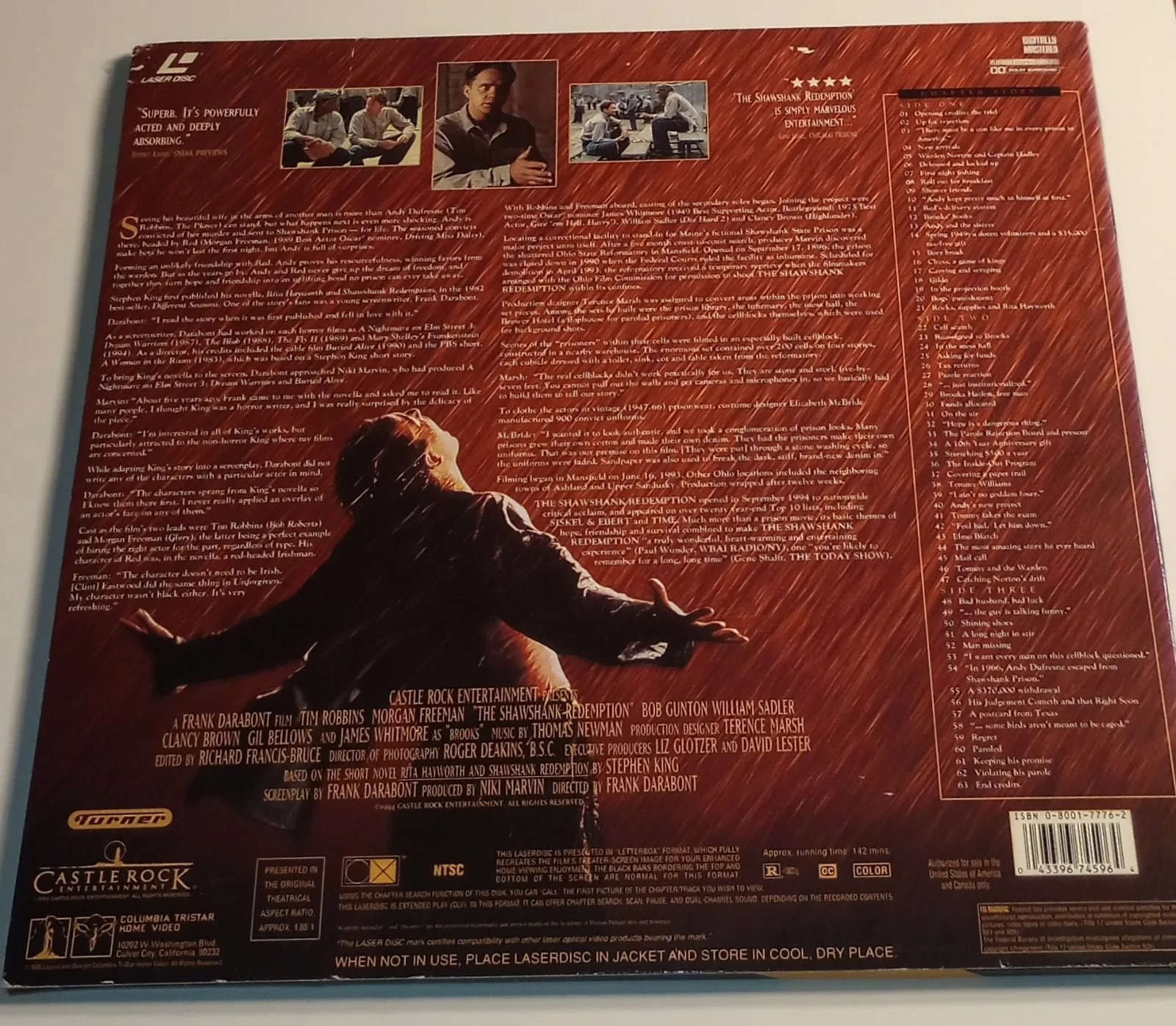 Tim Robbins — Tim Robbins Signed The Shawshank Redemption LaserDisc Album Cover (PSA), изображение 2