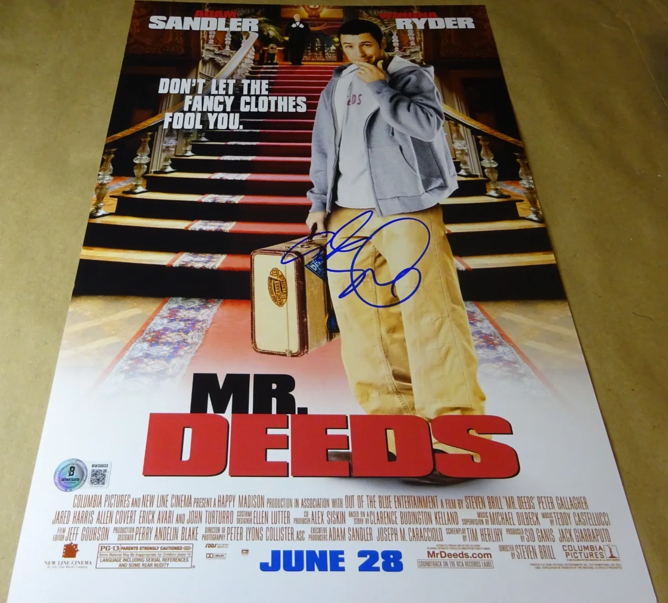 Adam Sandler — Signed Adam Sandler Autographed Mr. Deeds 11"x17" Photo Beckett BAS COA, image 2