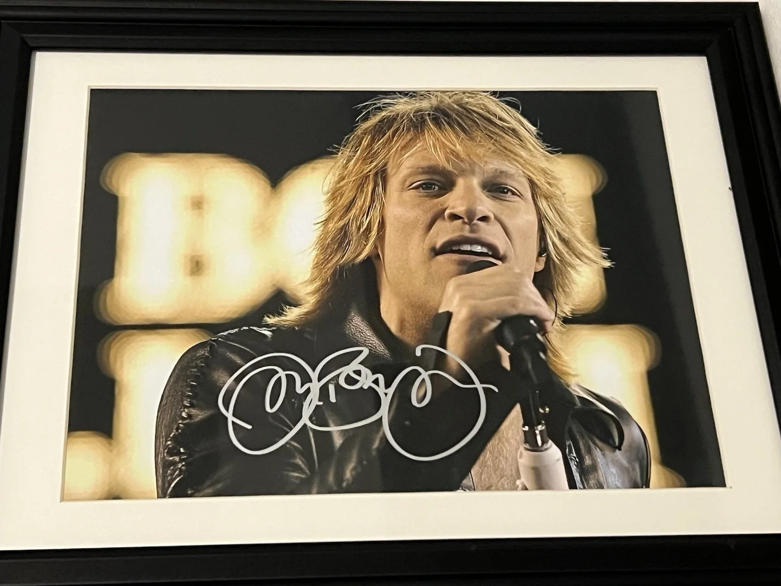 JON BON JOVI Autographed 8 X 11.5 Signed Photo Framed Rock Superstar, image 2