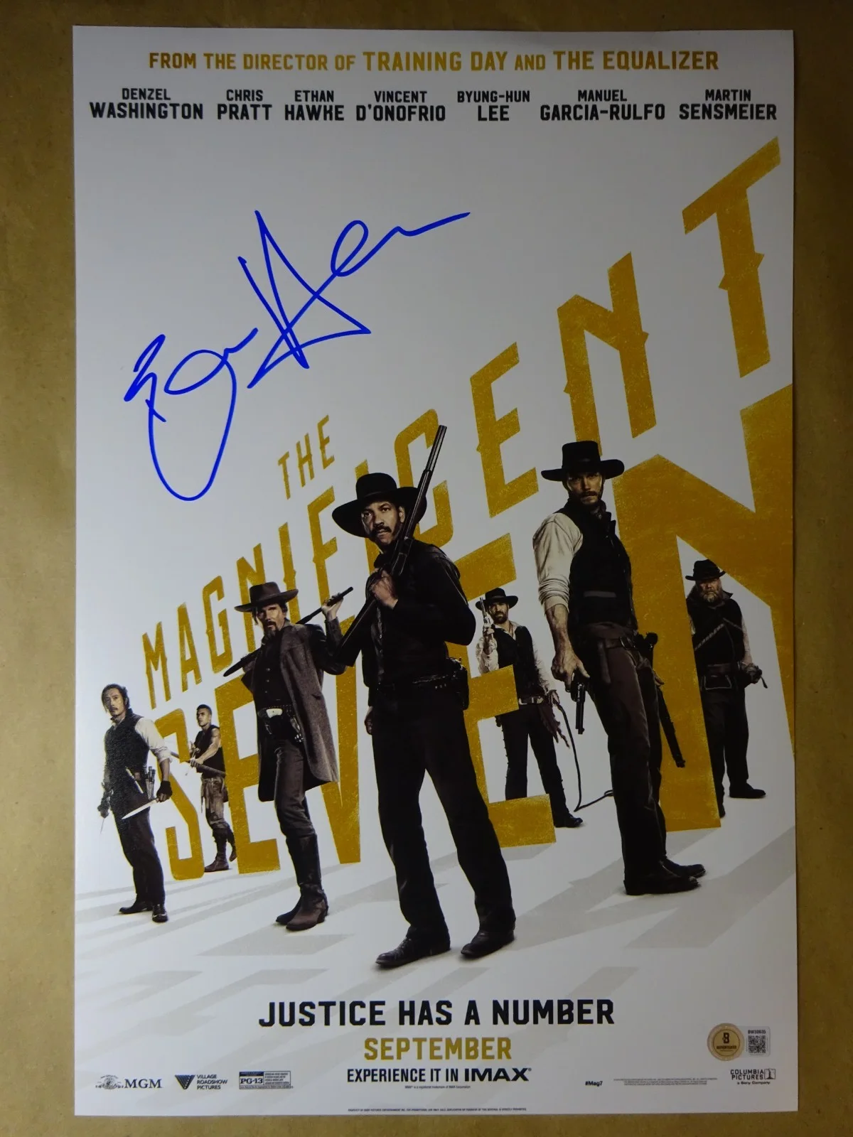 Ethan Hawke — Signed Ethan Hawke Autographed 12"x18" The Magnificent Seven Photo Beckett COA