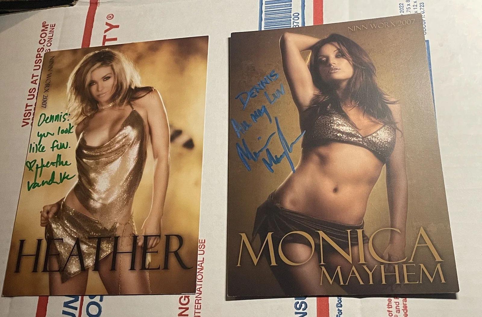 Monica Mayhem — Monica Mayhem Heather Vandeven Adult Actress Signed Promo Cards 5" 7" Ninn Worx