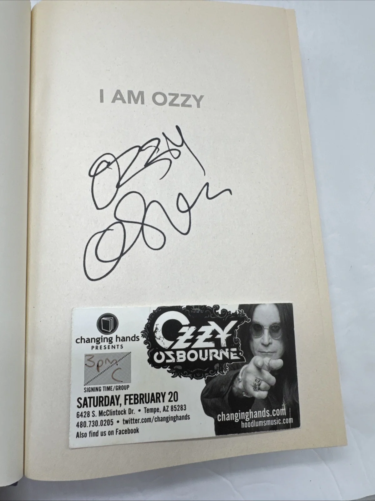 I AM OZZY AUTOGRAPHED Hand SIGNED 1st/1st OZZY OSBOURNE Book Signing Time Card, image 3