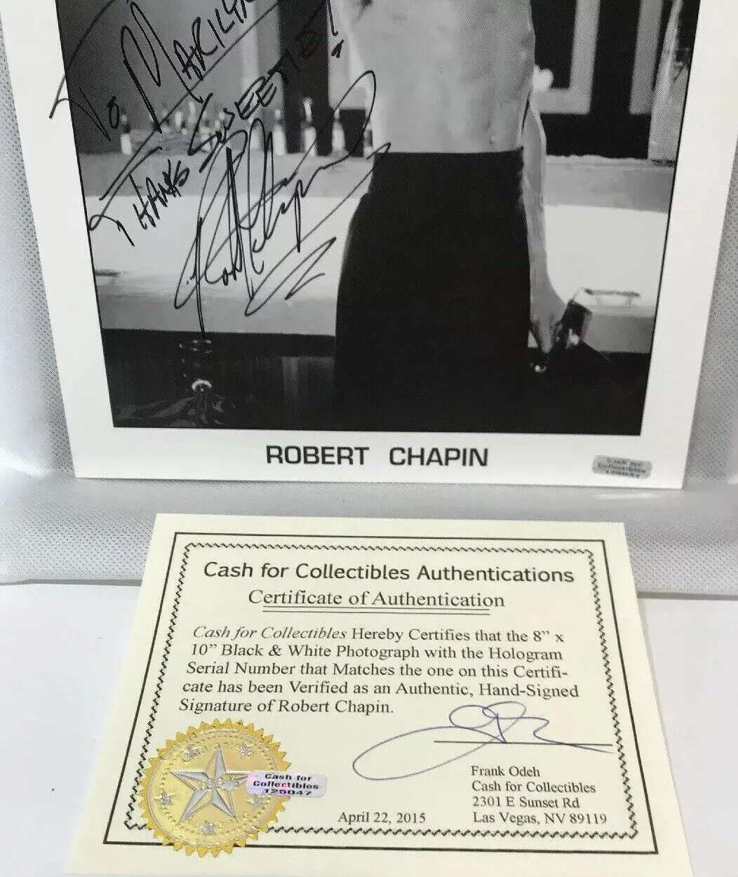 Robert Chapin — Robert Chapin RING OF STEEL SABRINA THE HUNTED Signed Photo COA to Marilyn, изображение 3