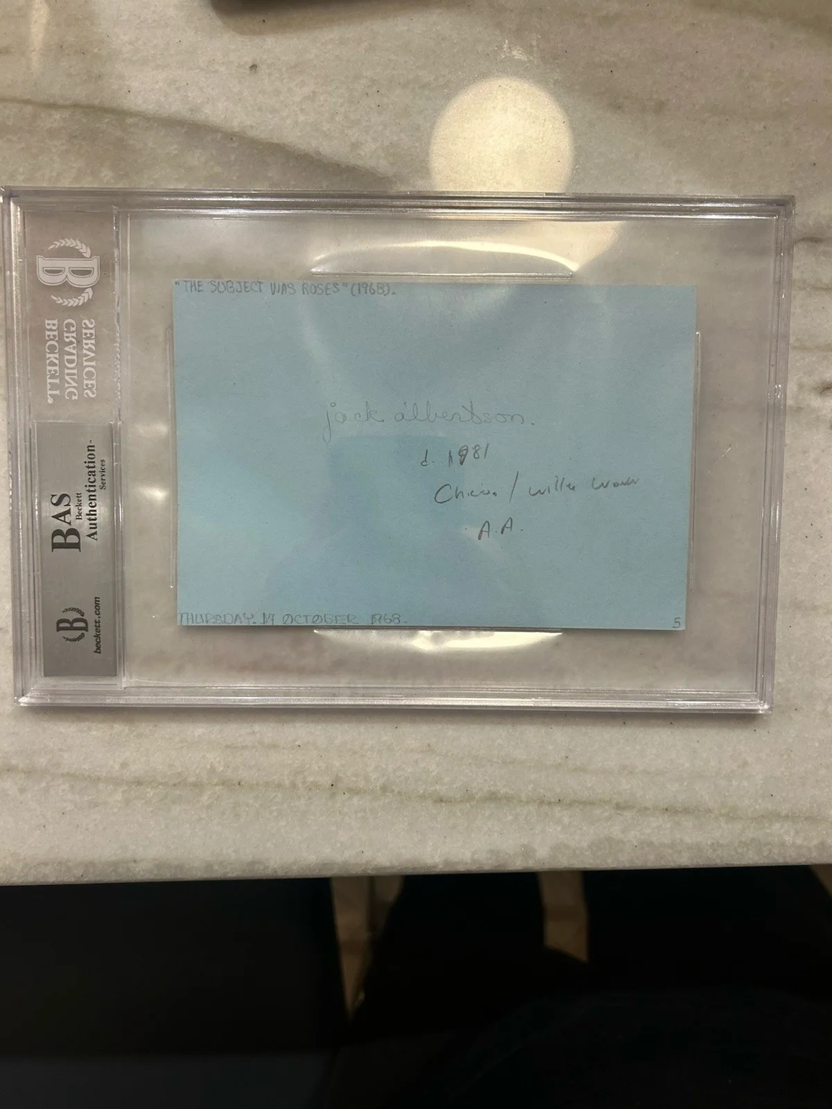 Jack Albertson signed autograph auto Vintage 3x5 Grandpa Joe in Willy Wonka BGS, изображение 4