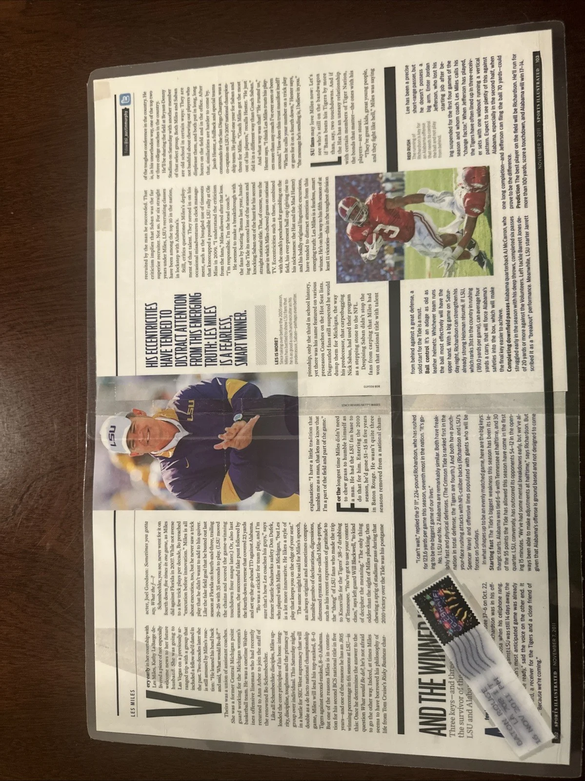 Les Miles Autographed Magazine Article. LSU, image 3
