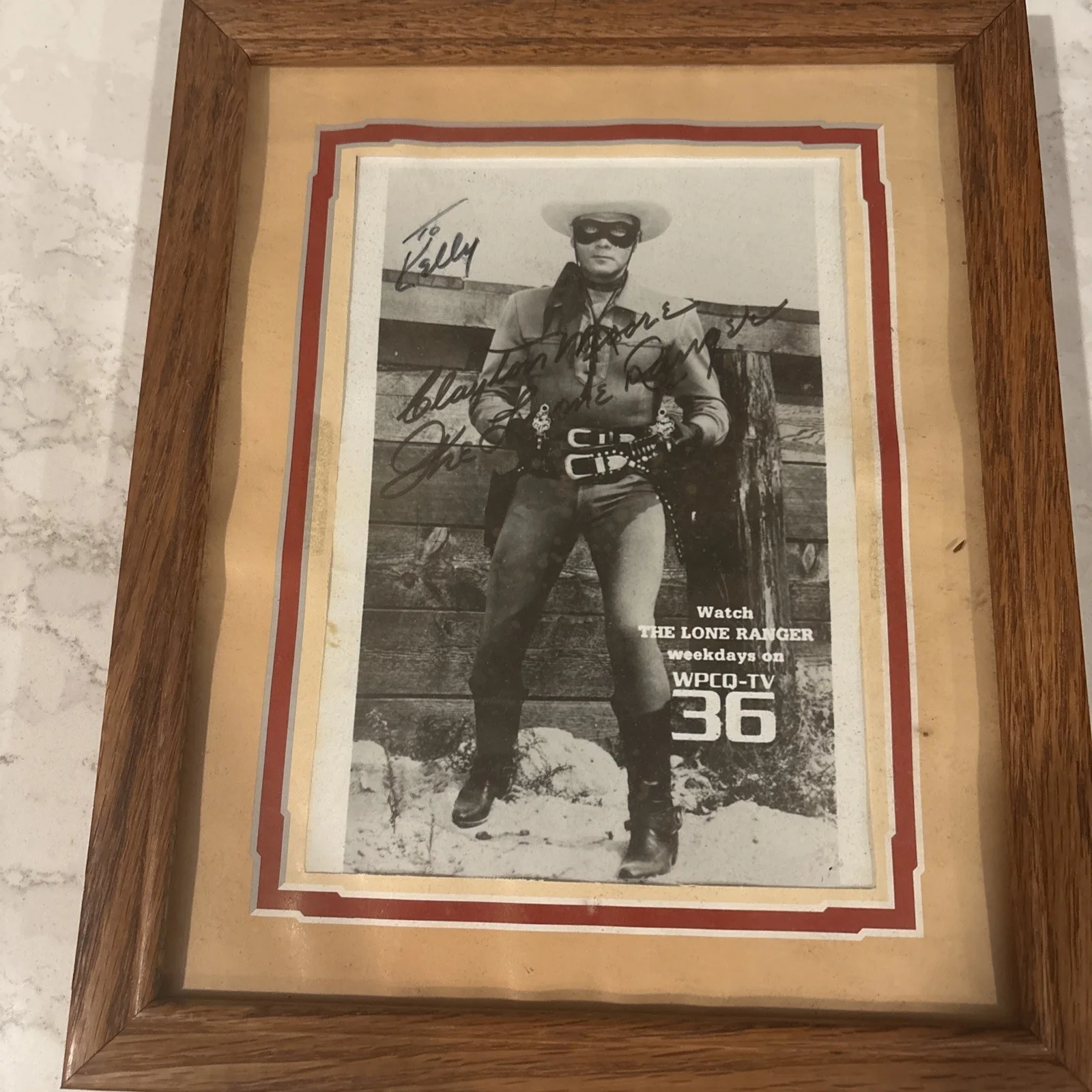 Pair Clayton Moore LoneRanger Signed Photos Framed Autographs Vintage TV Western, изображение 2