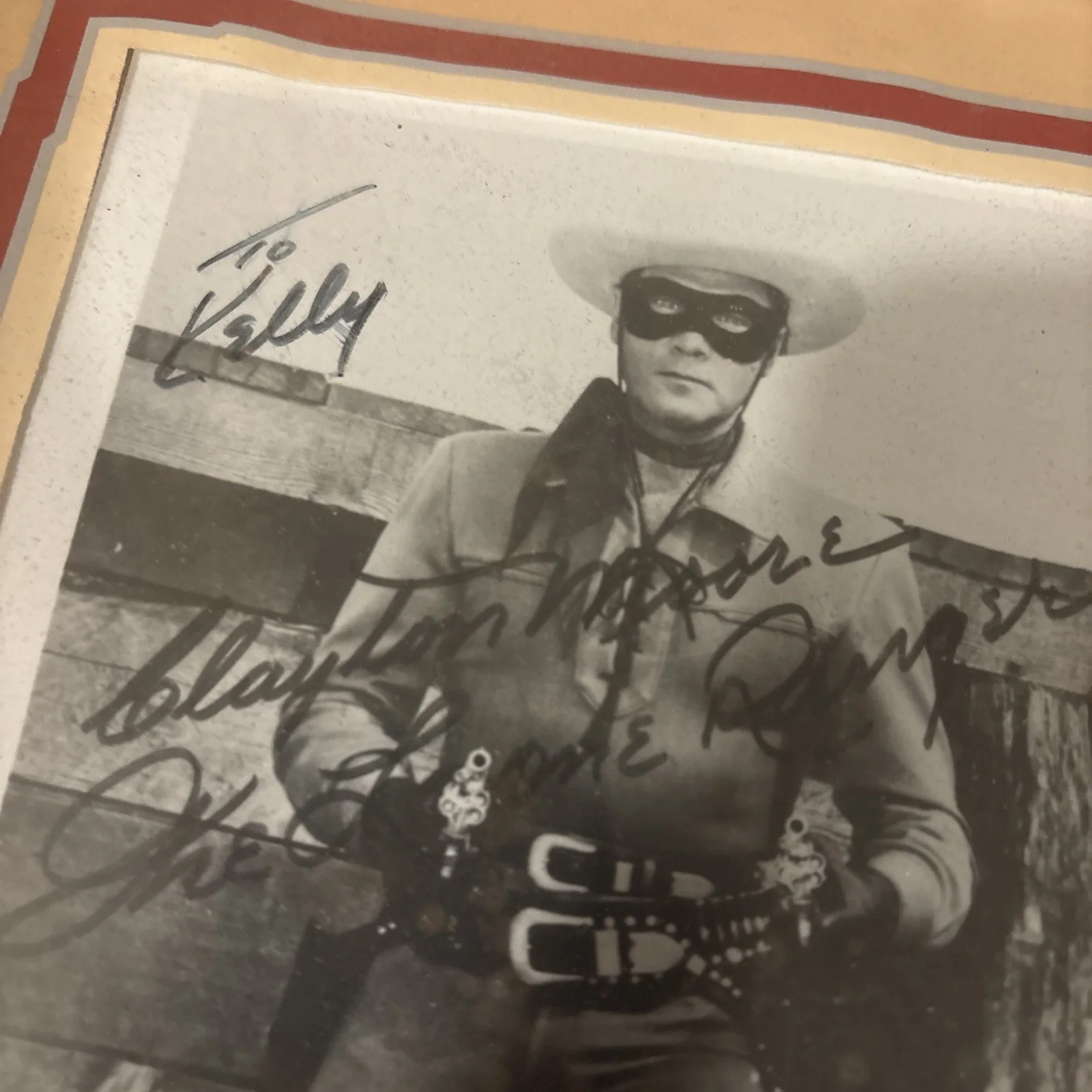 Pair Clayton Moore LoneRanger Signed Photos Framed Autographs Vintage TV Western, изображение 3