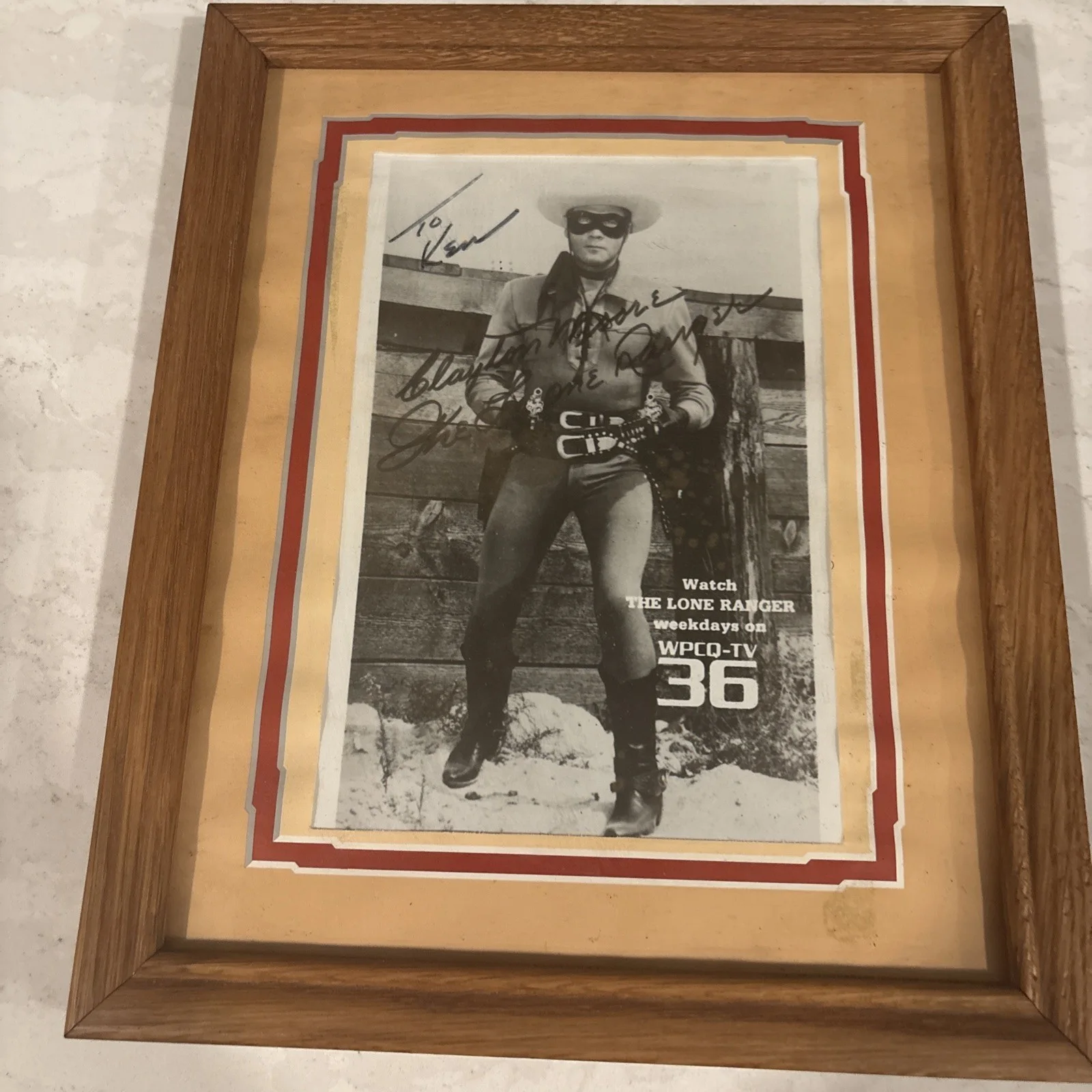 Pair Clayton Moore LoneRanger Signed Photos Framed Autographs Vintage TV Western, изображение 4