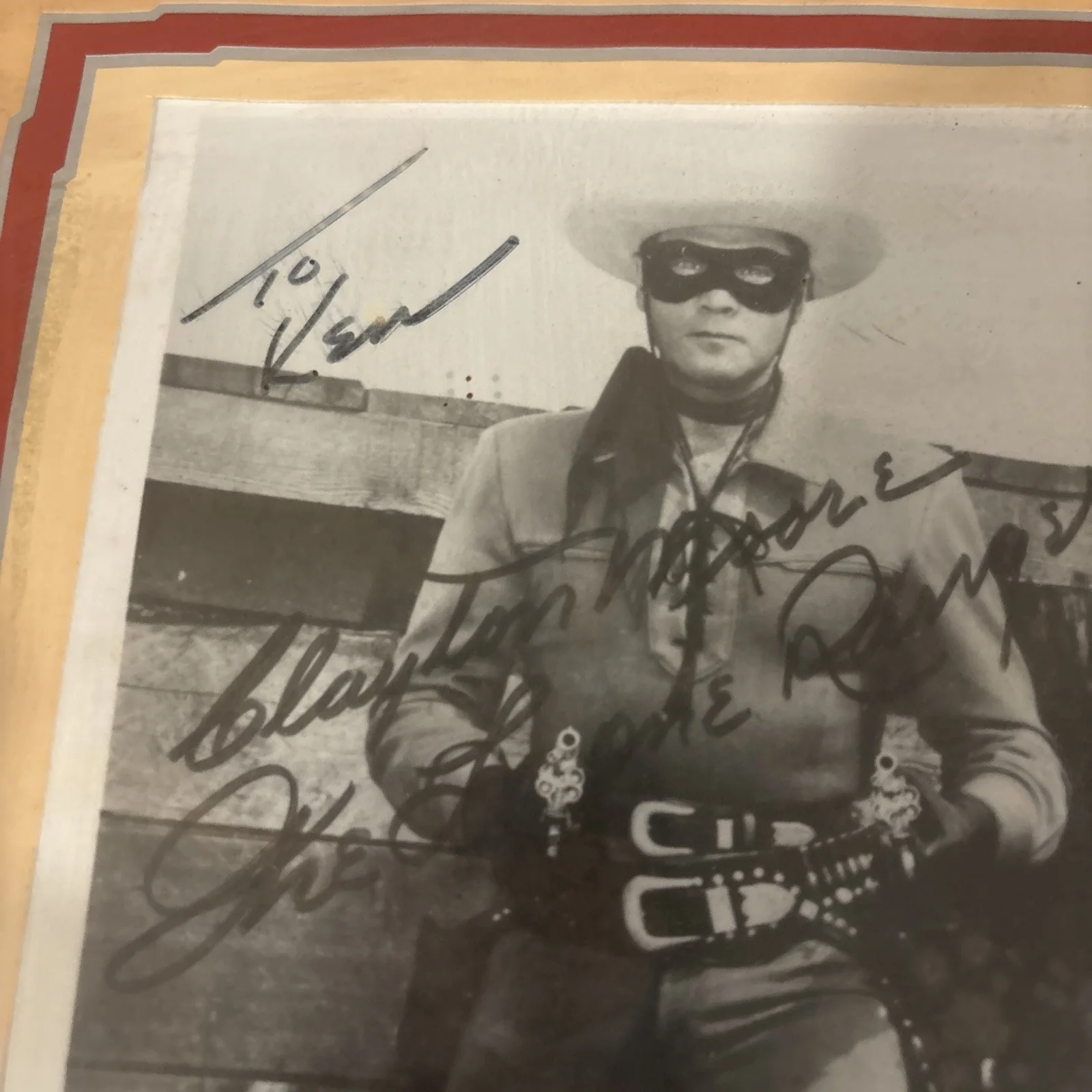 Pair Clayton Moore LoneRanger Signed Photos Framed Autographs Vintage TV Western, изображение 5