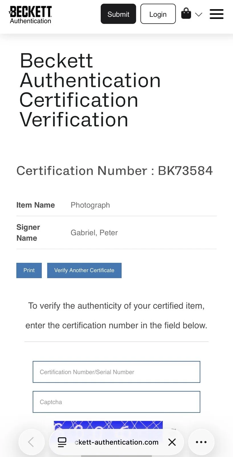 BAS COA PETER GABRIEL SIGNED 8x10 PHOTO RARE BECKETT, image 3