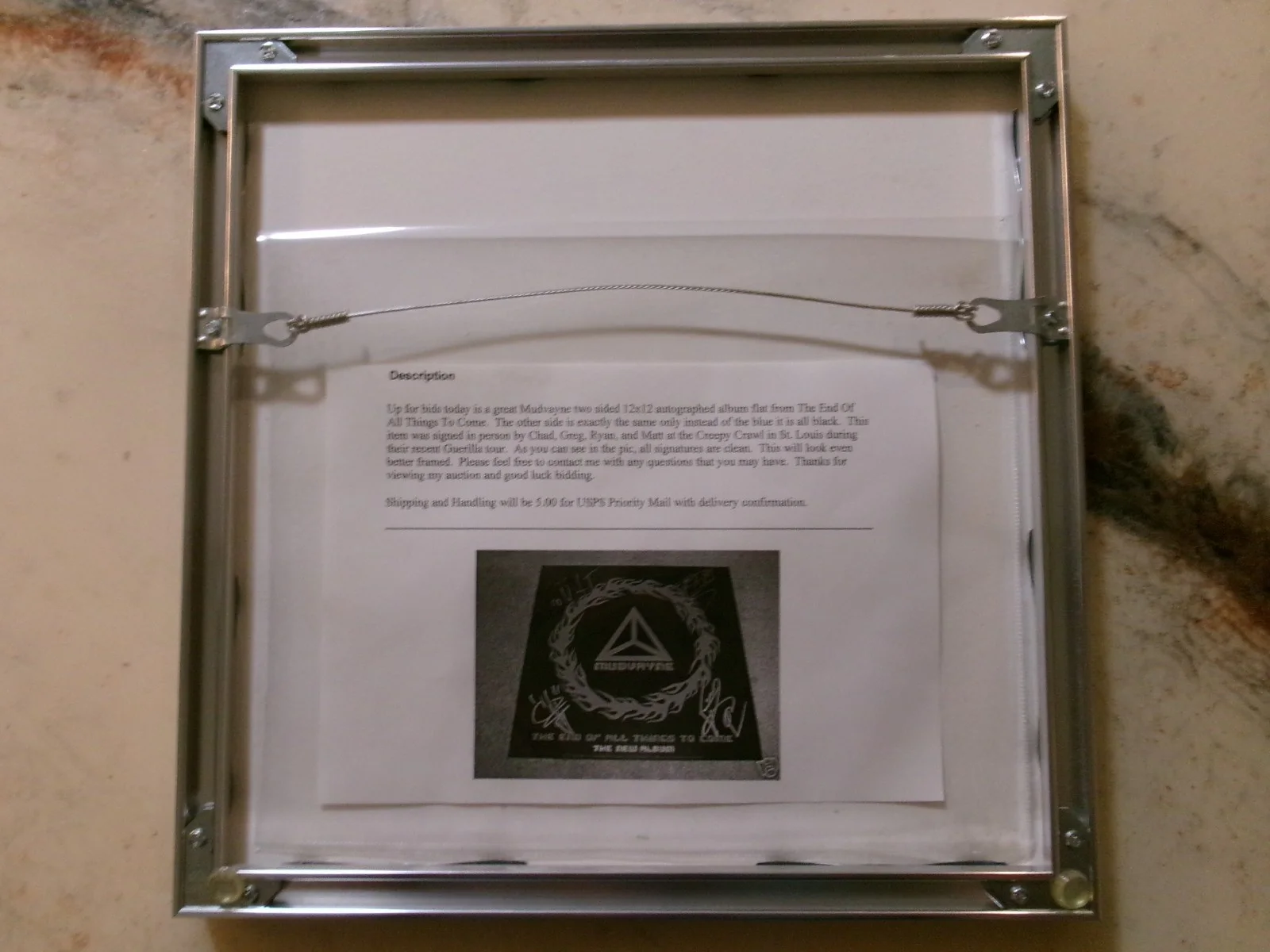 Mudvayne — Signed Mudvayne 12 x 12 Album Flat Cover 12 x 12 Frame Tru Vue Glass COA, изображение 3