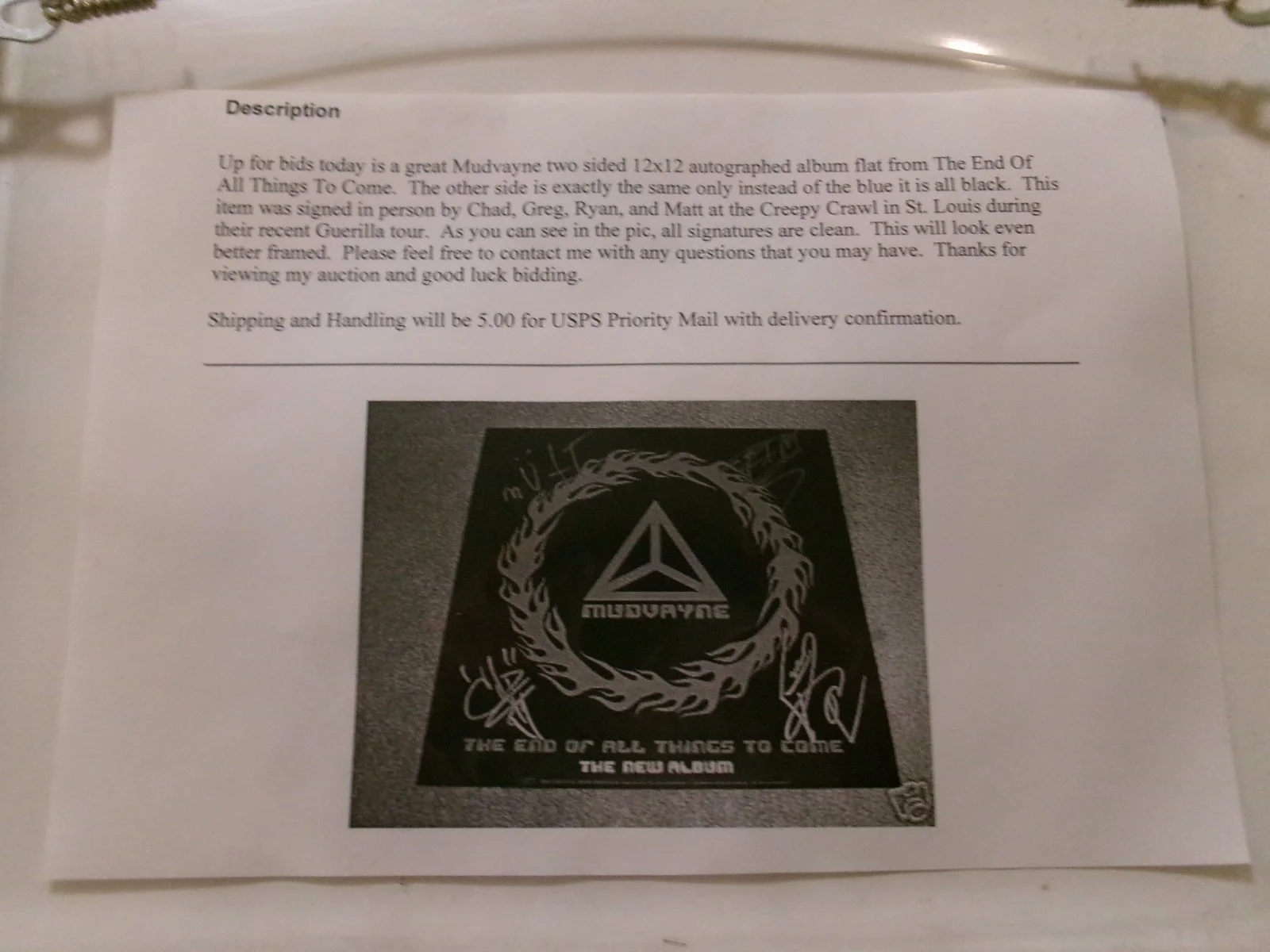 Mudvayne — Signed Mudvayne 12 x 12 Album Flat Cover 12 x 12 Frame Tru Vue Glass COA, изображение 4