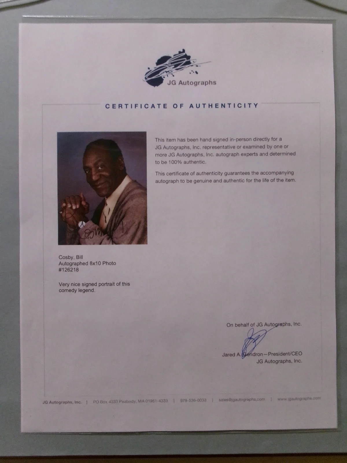 Bill Cosby — Signed Bill Cosby 8 x 10 Photo Double Matte 11 x 14 Frame Tru Vue Glass COA, image 5