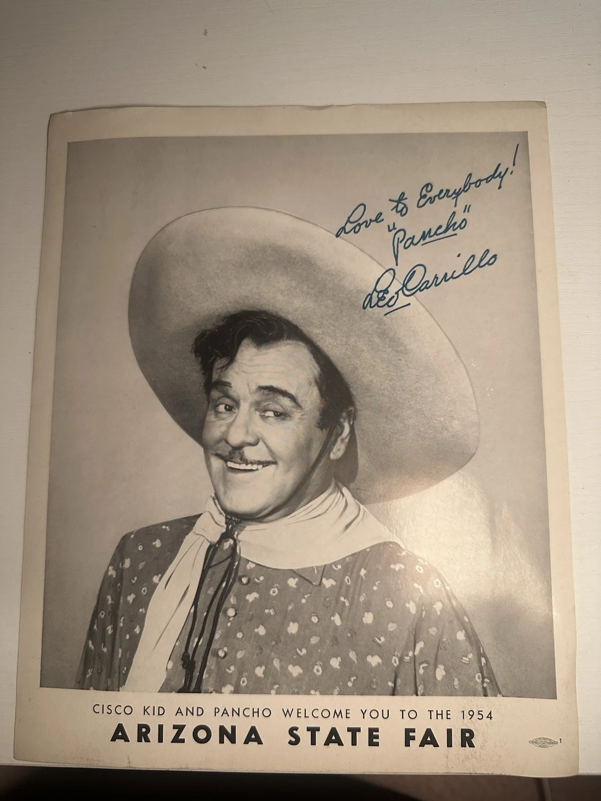 Cisco Kid, Pancho, Diablo — Autographed Pictures Cisco Kid Duncan Renaldo Diablo Pancho Leo Carillo 1954, изображение 2