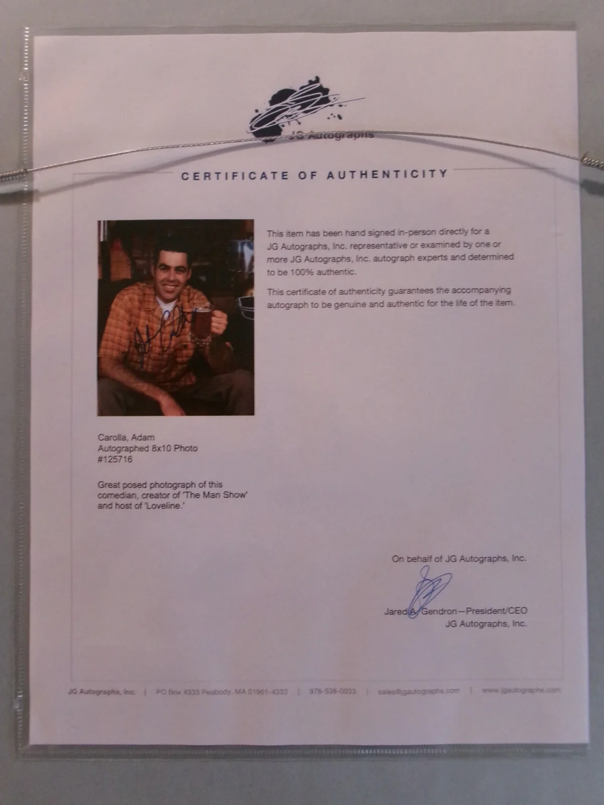 Adam Corolla — Signed Adam Corolla 8 x 10 Photo Double Matted 11 x 14 Frame Tru Vue Glass COA, изображение 5