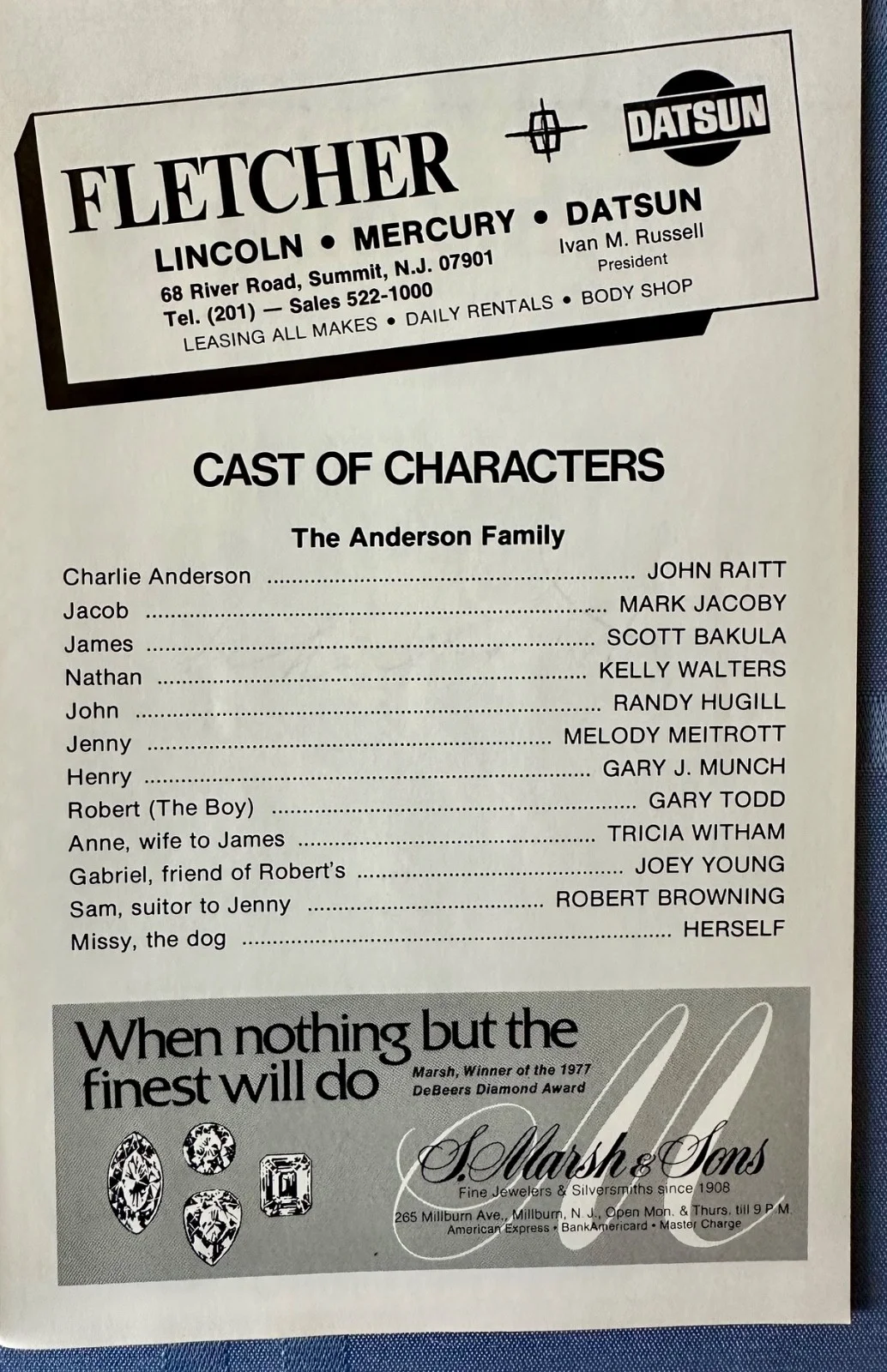 John Raitt — John Raitt autographed playbill of Shenandoah. 1979. Also starring Scott Bakula, image 2
