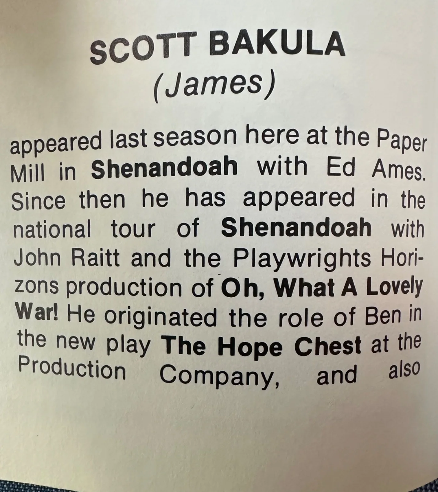 John Raitt — John Raitt autographed playbill of Shenandoah. 1979. Also starring Scott Bakula, image 3