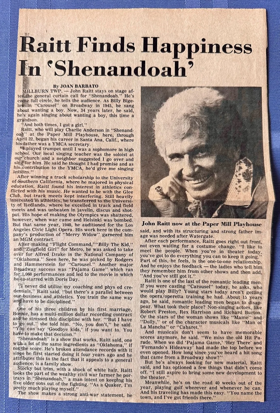 John Raitt — John Raitt autographed playbill of Shenandoah. 1979. Also starring Scott Bakula, image 4