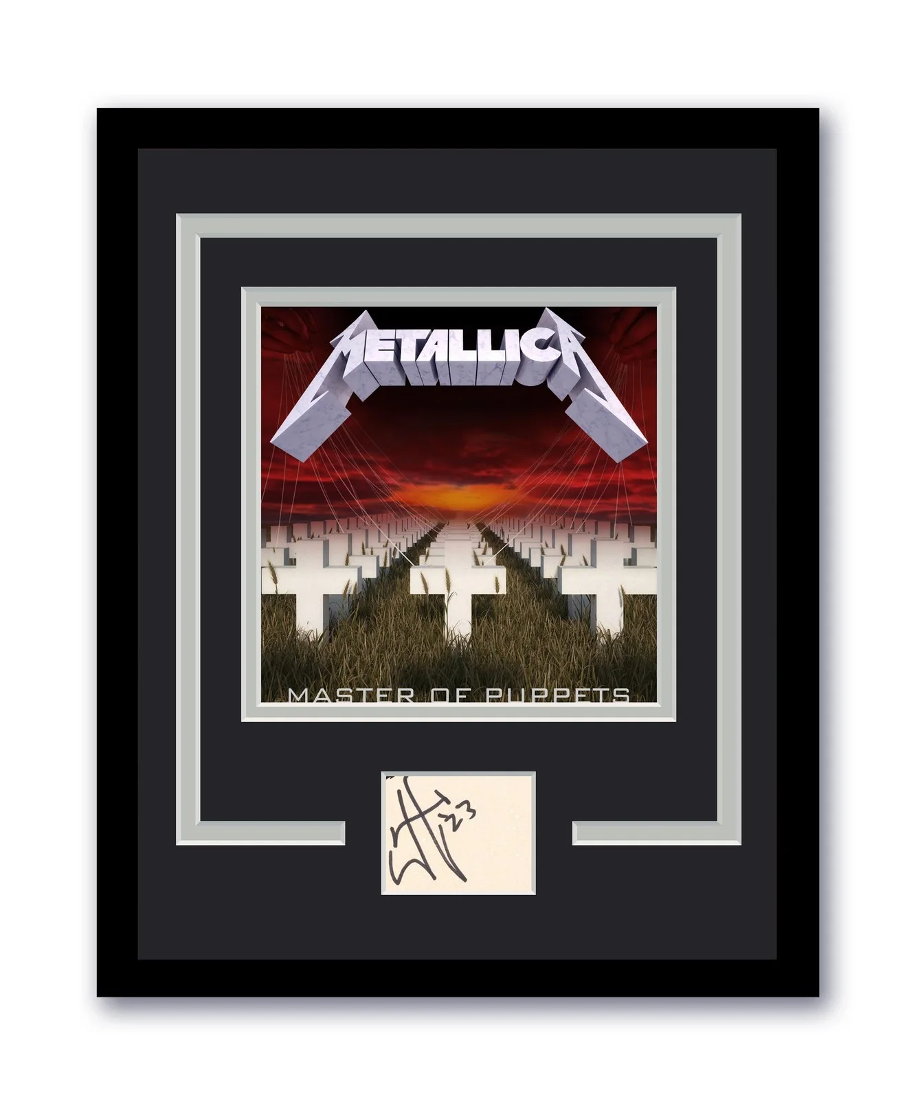 James Hetfield — Metallica James Hetfield Autographed 11x14 Framed Photo Master Of Puppets ACOA